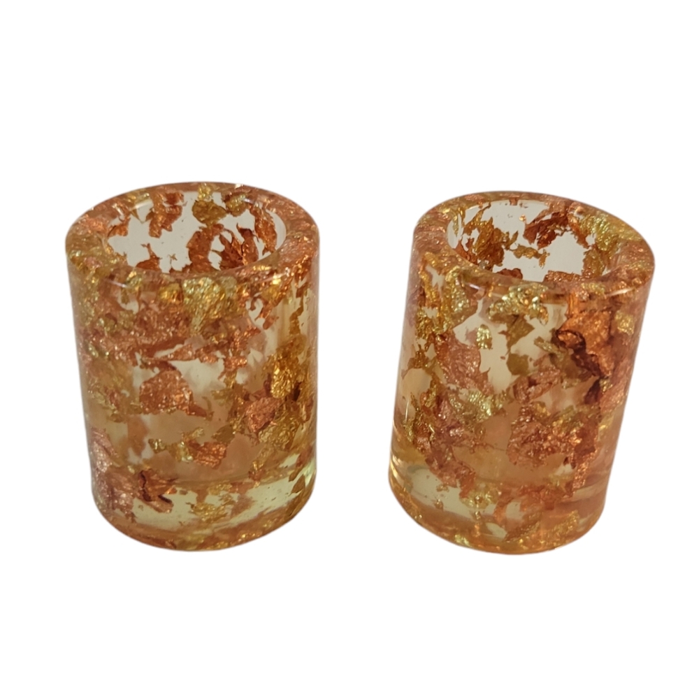 Vintage Lucite w Gold Fleck Set Of 2